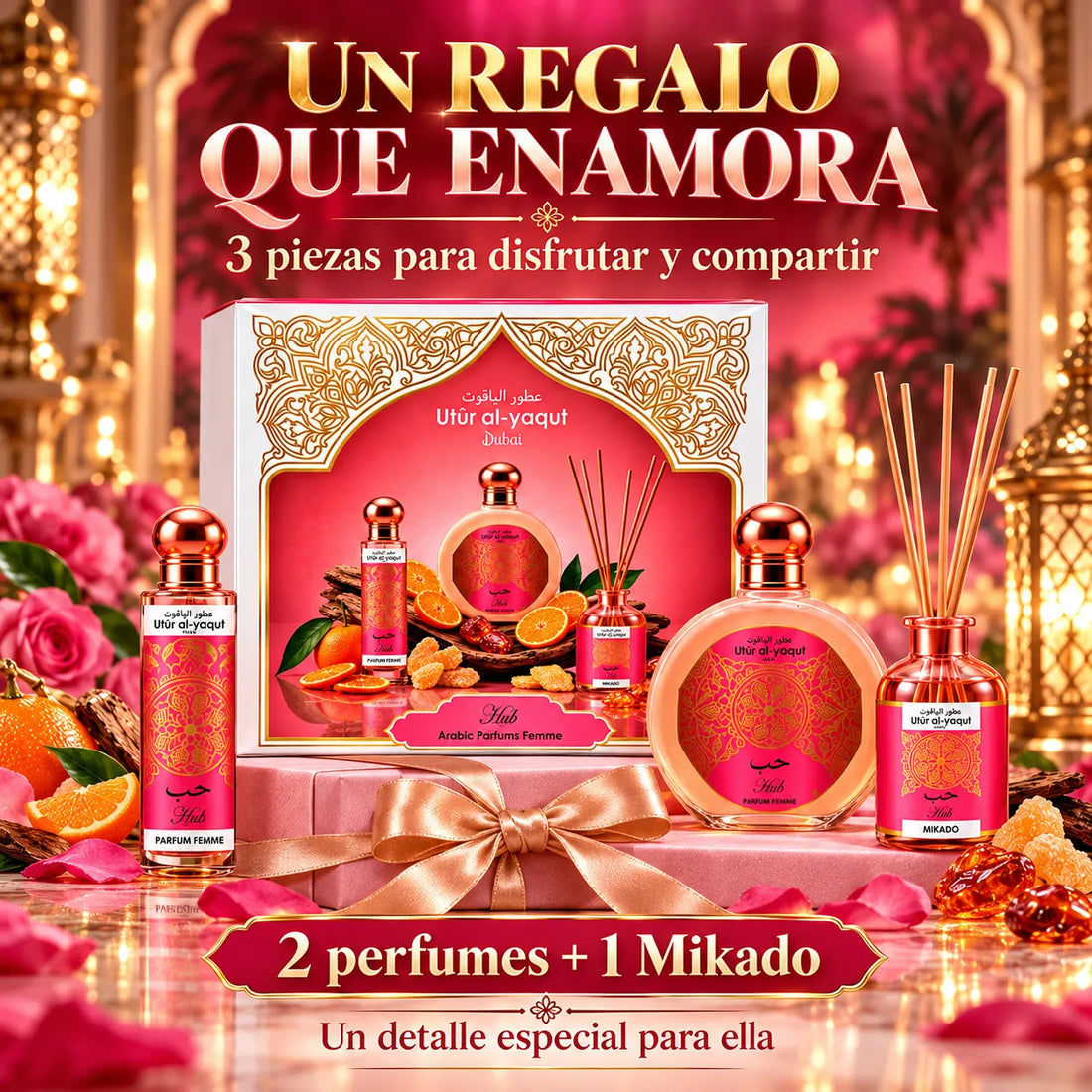 Utur Al-Yaqut – Estuche de Perfume Femenino Hub con Mikado 3 Piezas