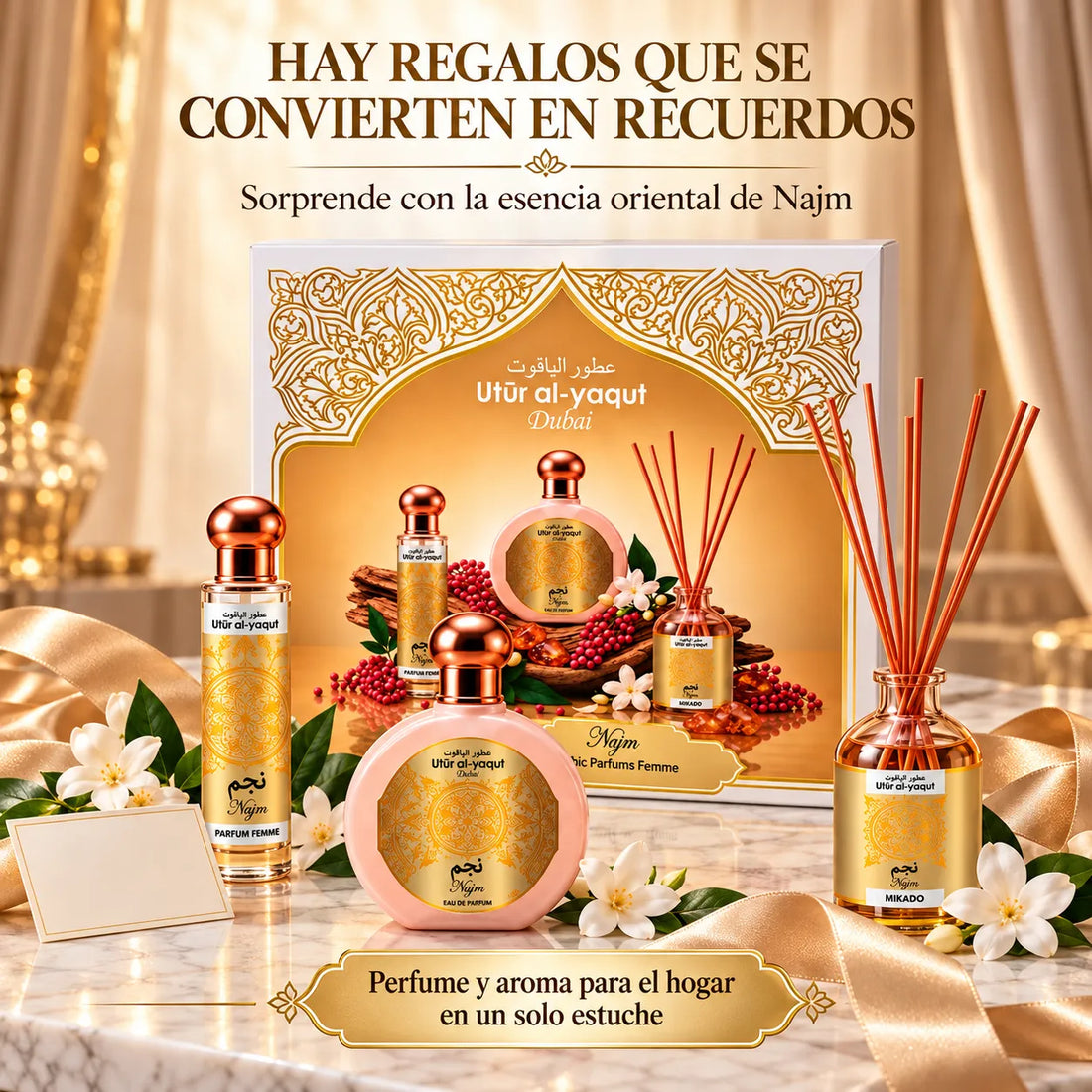 Utur Al-Yaqut – Estuche de Perfume Femenino Najm con Mikado 3 Piezas
