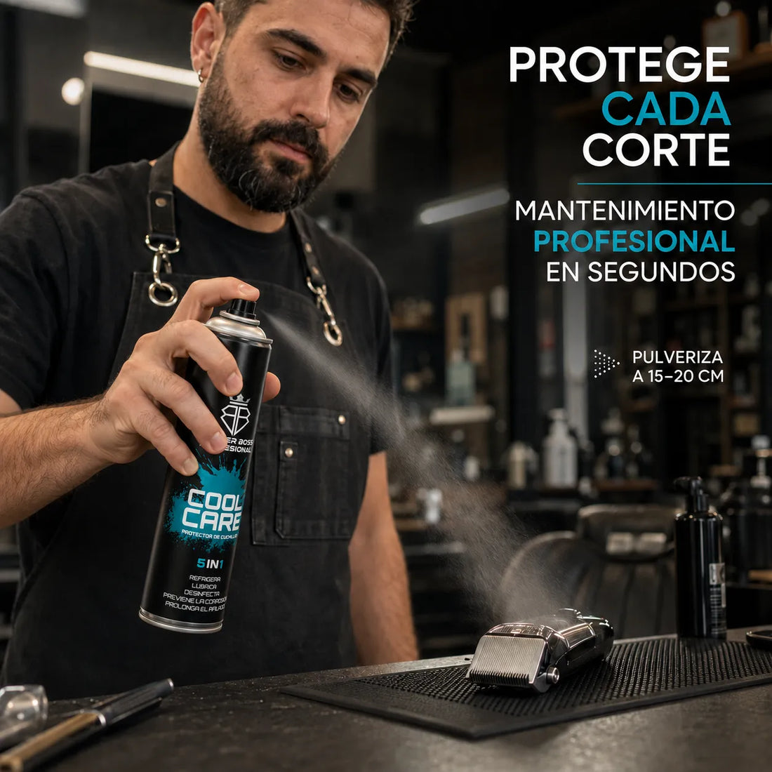 Barber Boss – Spray protetor de lâminas COOL CARE 5 em 1 profissional 400 ml