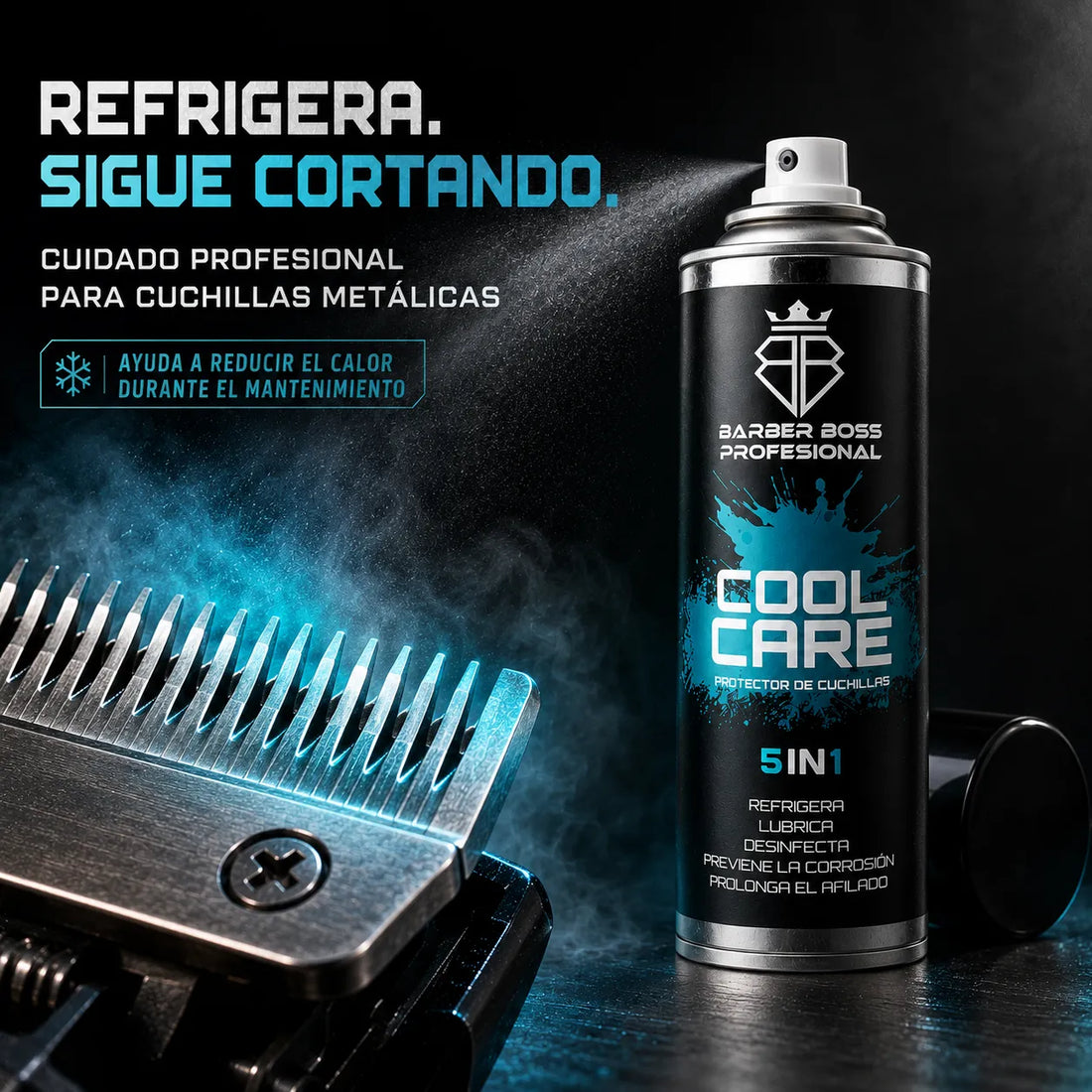 Barber Boss – Spray protetor de lâminas COOL CARE 5 em 1 profissional 400 ml
