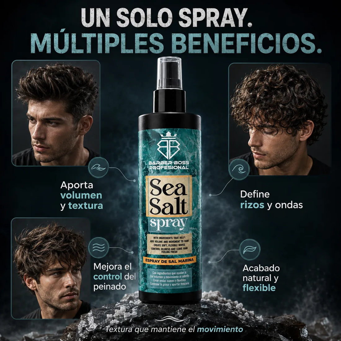 Barber Boss – Spray de Sal Marina para Volumen y Definición 250 ml