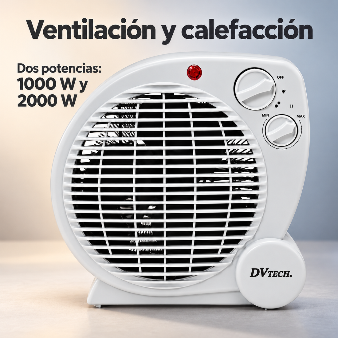 DVTECH – Termoventilador eléctrico con termostato ajustable 2000 W DV-25879