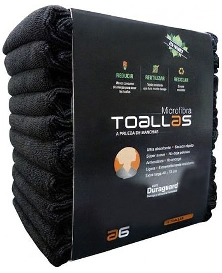 Toalla Microfibra 40 x 75 Asuer 10 Unidades Negro