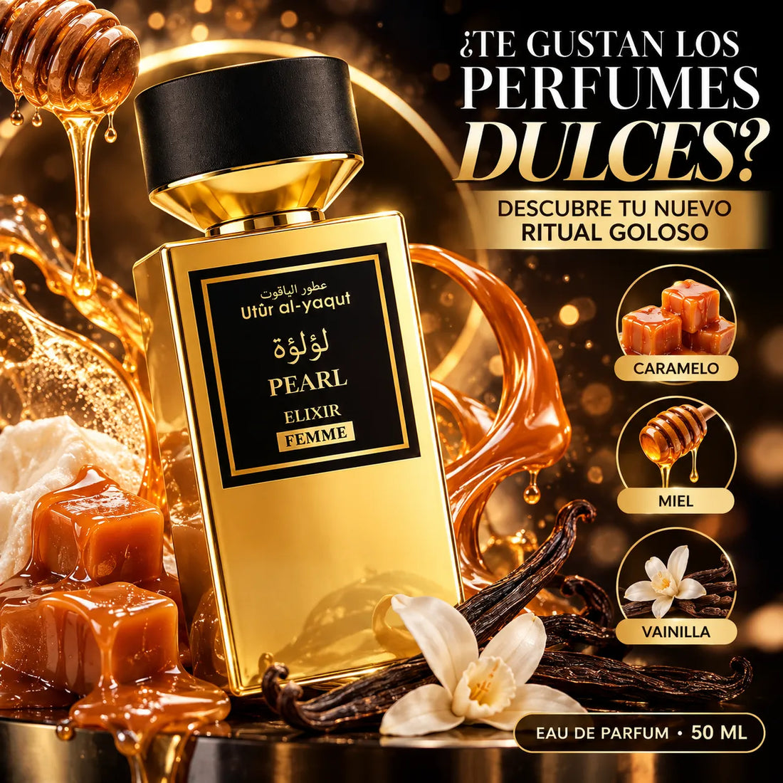 SAPHIR – Perfume dulce para mujer Utur Al-Yaqut Elixir Pearl Femme 50 ml