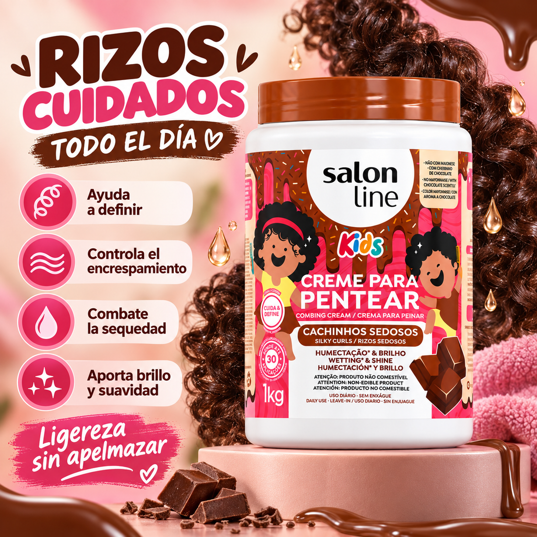 Salon Line Kids – Crema para peinar niños para rizos con brillo 1 kg