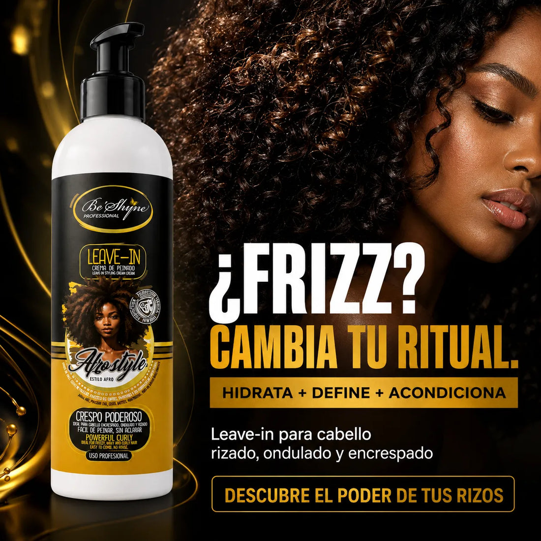 Be'Shyne – Crema de Peinado para Cabello Rizado AfroStyle 500 ml