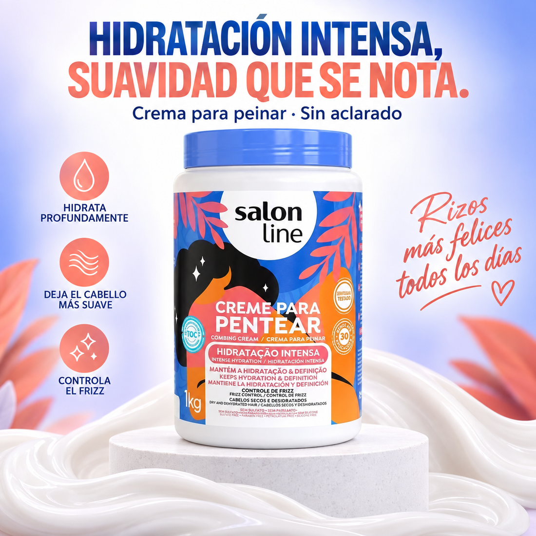 Salon Line – Crema para peinar hidratante para cabello seco 1 kg