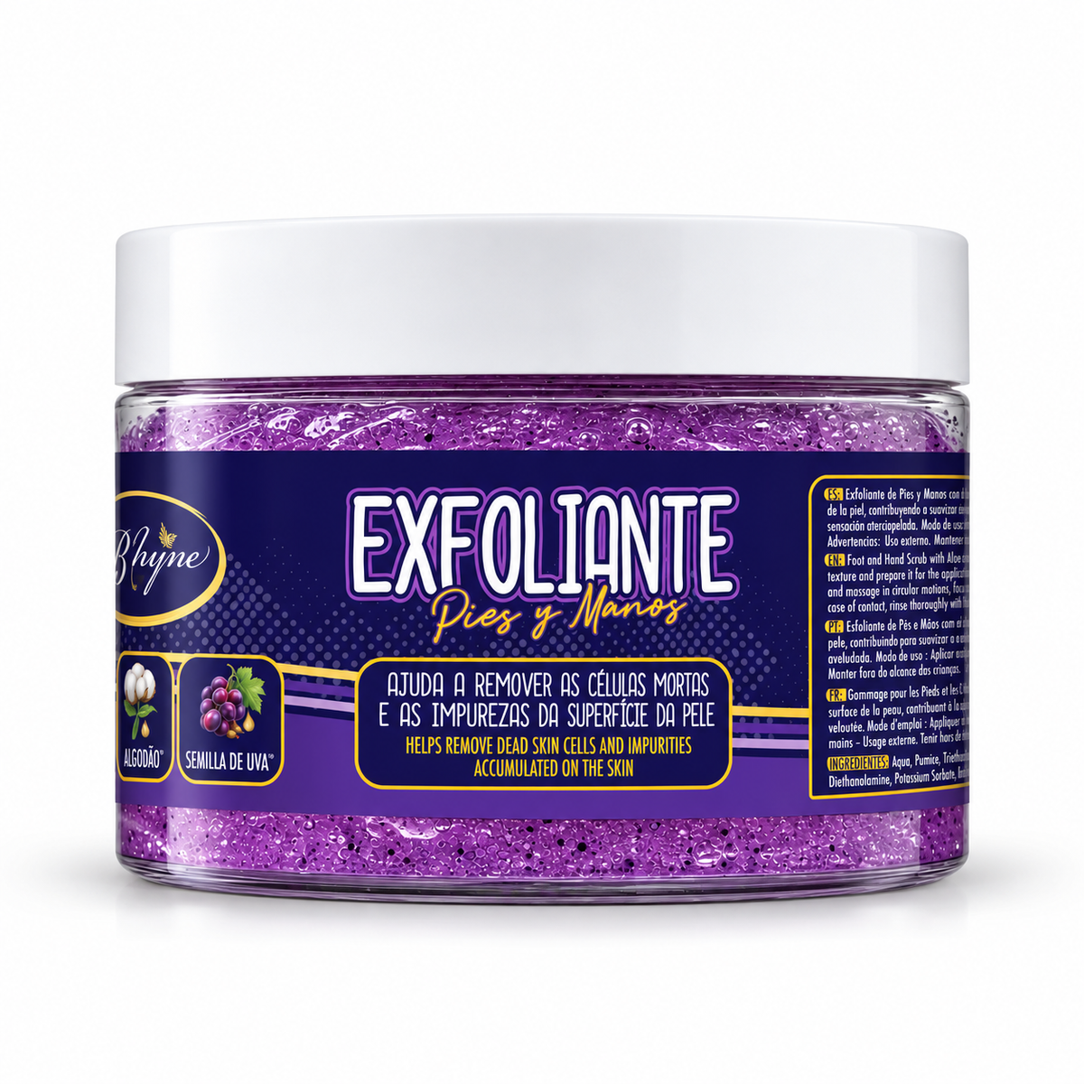 Be’Shyne Professional – Exfoliante de Pies y Manos con Aloe Vera y Aceites de Algodón y Semilla de Uva 500 ml