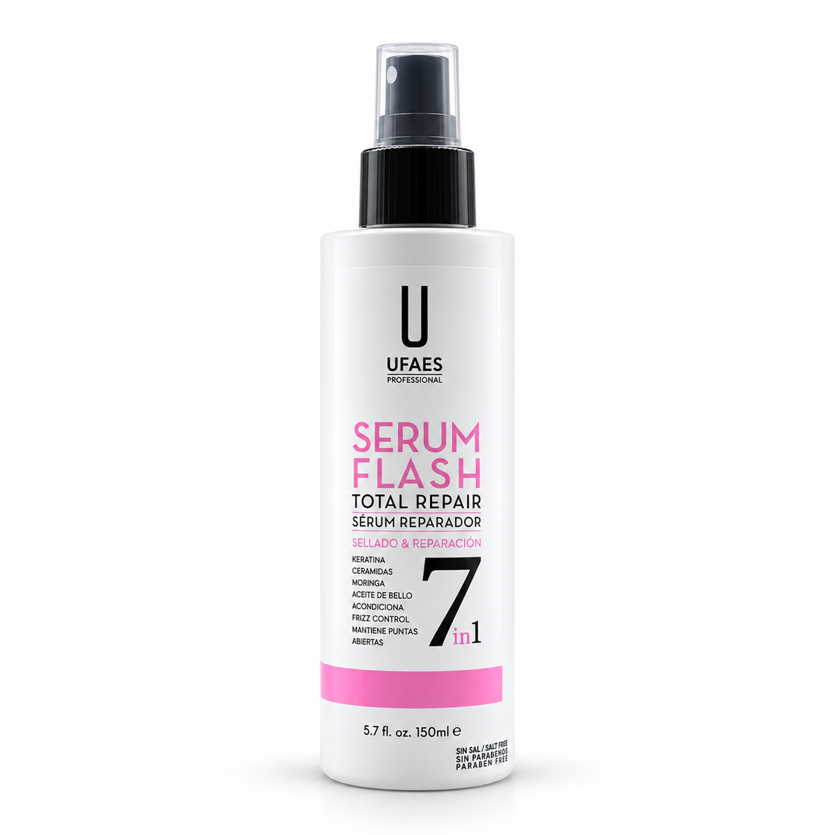 UFAES Serum Flash 7 en 1 – Sérum Capilar Reparador Total Sin Aclarado 150 ml