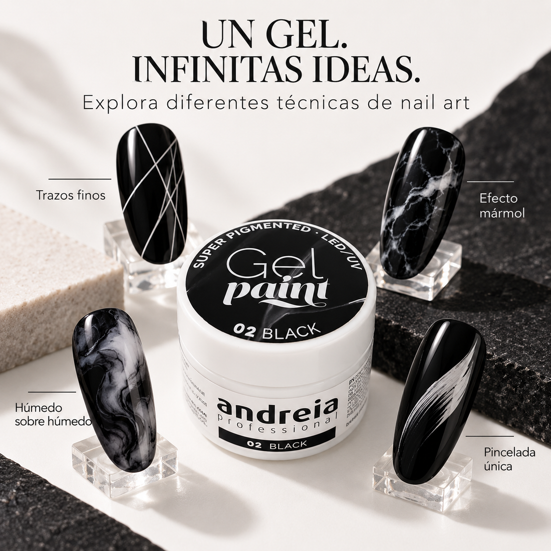 Andreia Professional – Gel Paint para Nail Art Negro 02 4ml