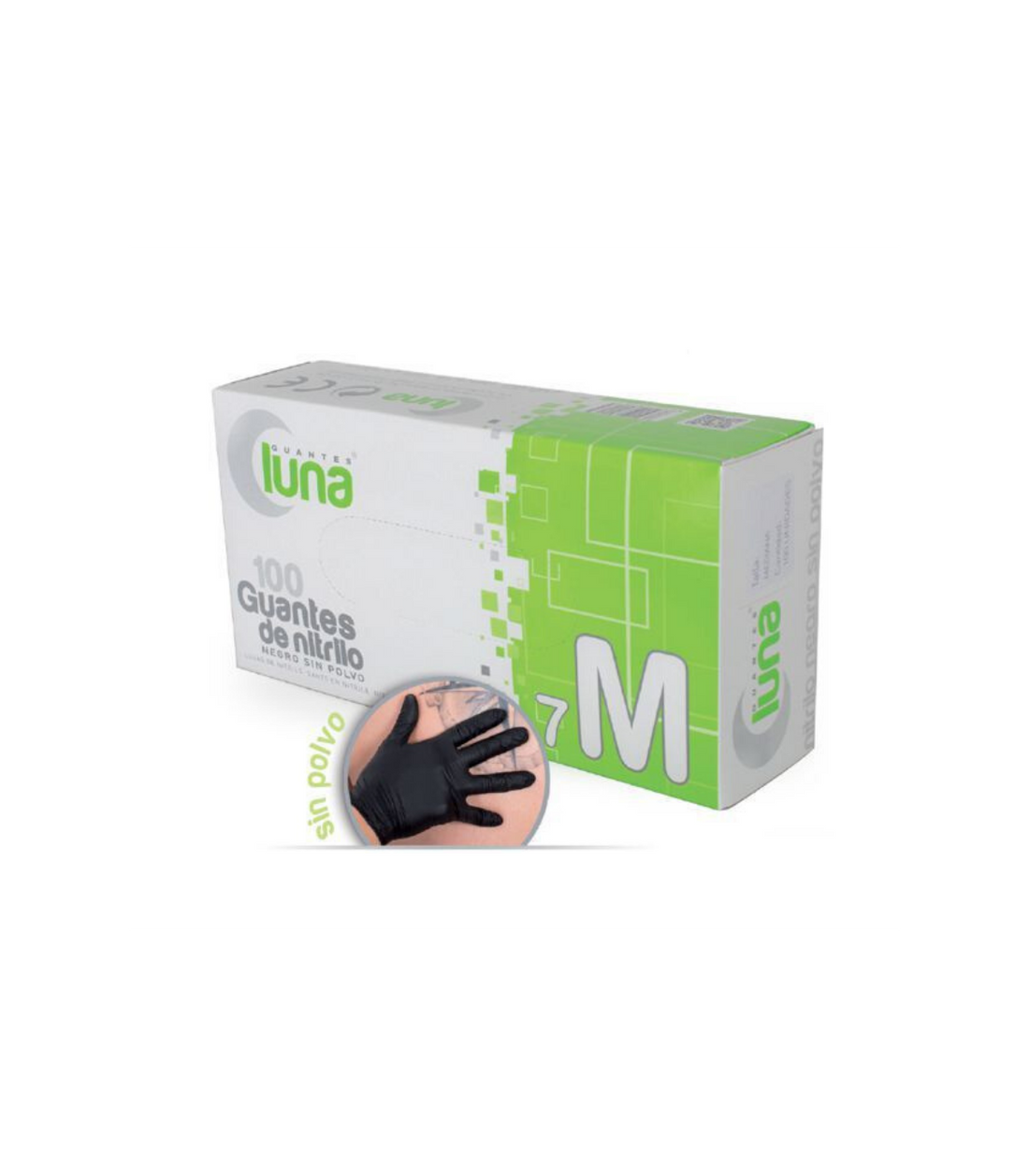 Guantes Nitrilo Negro Polvo Talla-M/7 100 Unidades