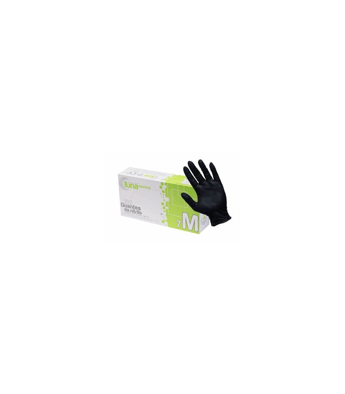 Guantes Nitrilo Negro Polvo Talla-M/7 100 Unidades