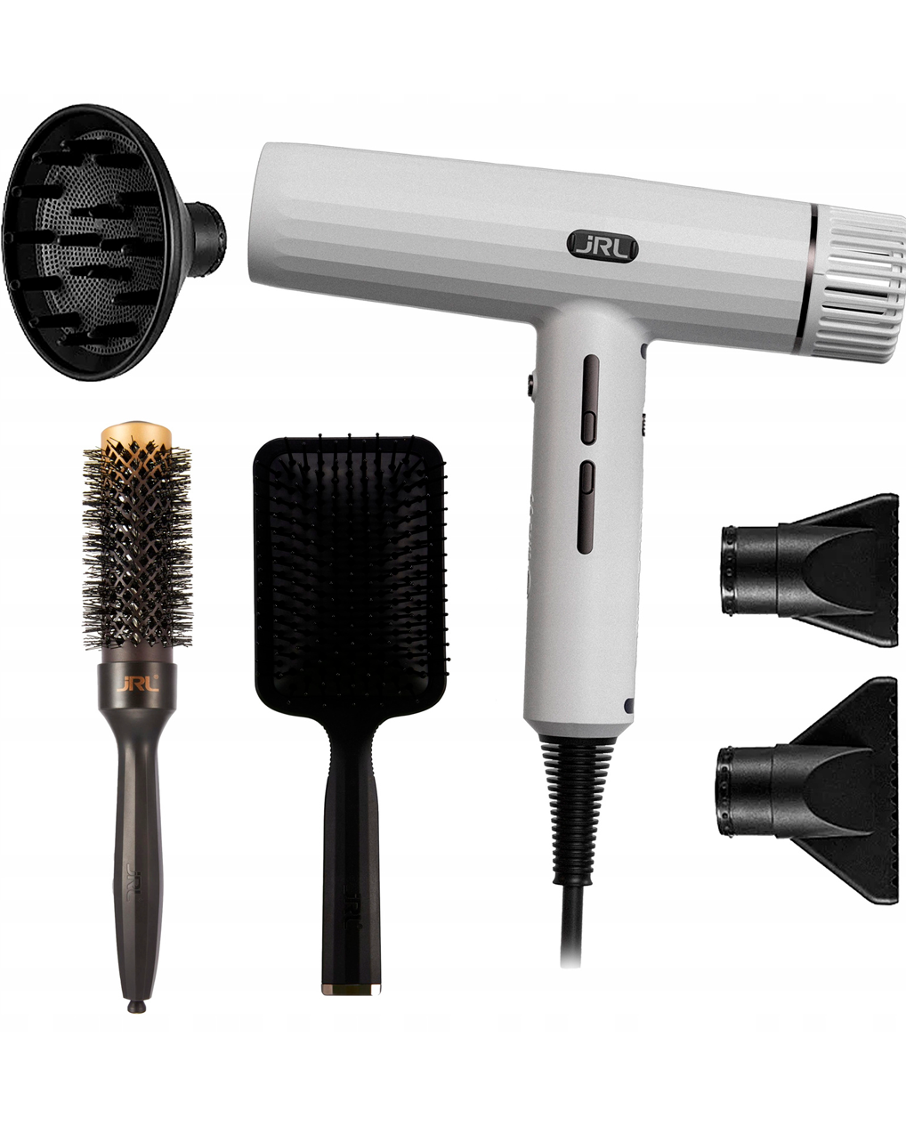 JRL® Pack Forte Pro Secador 2150W Blanco + BR3 Cepillo Antiestático + JRL Multiplex Cepillo Redondo