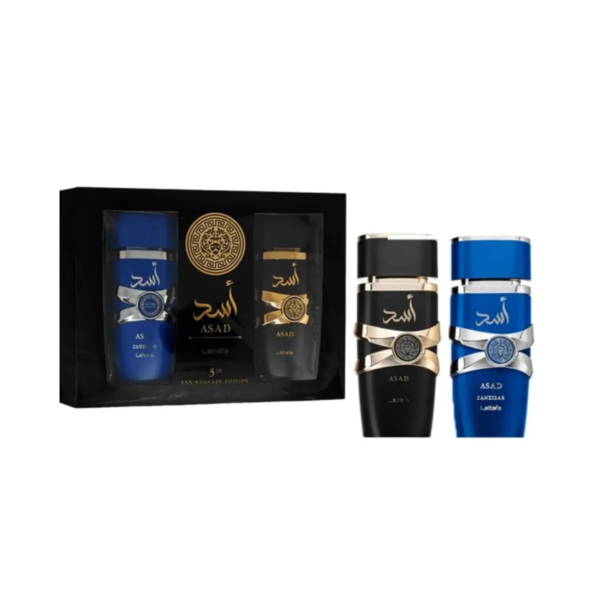 Lattafa – Estuche de Perfumes para Hombre Asad + Asad Zanzibar 2 x 100 ml