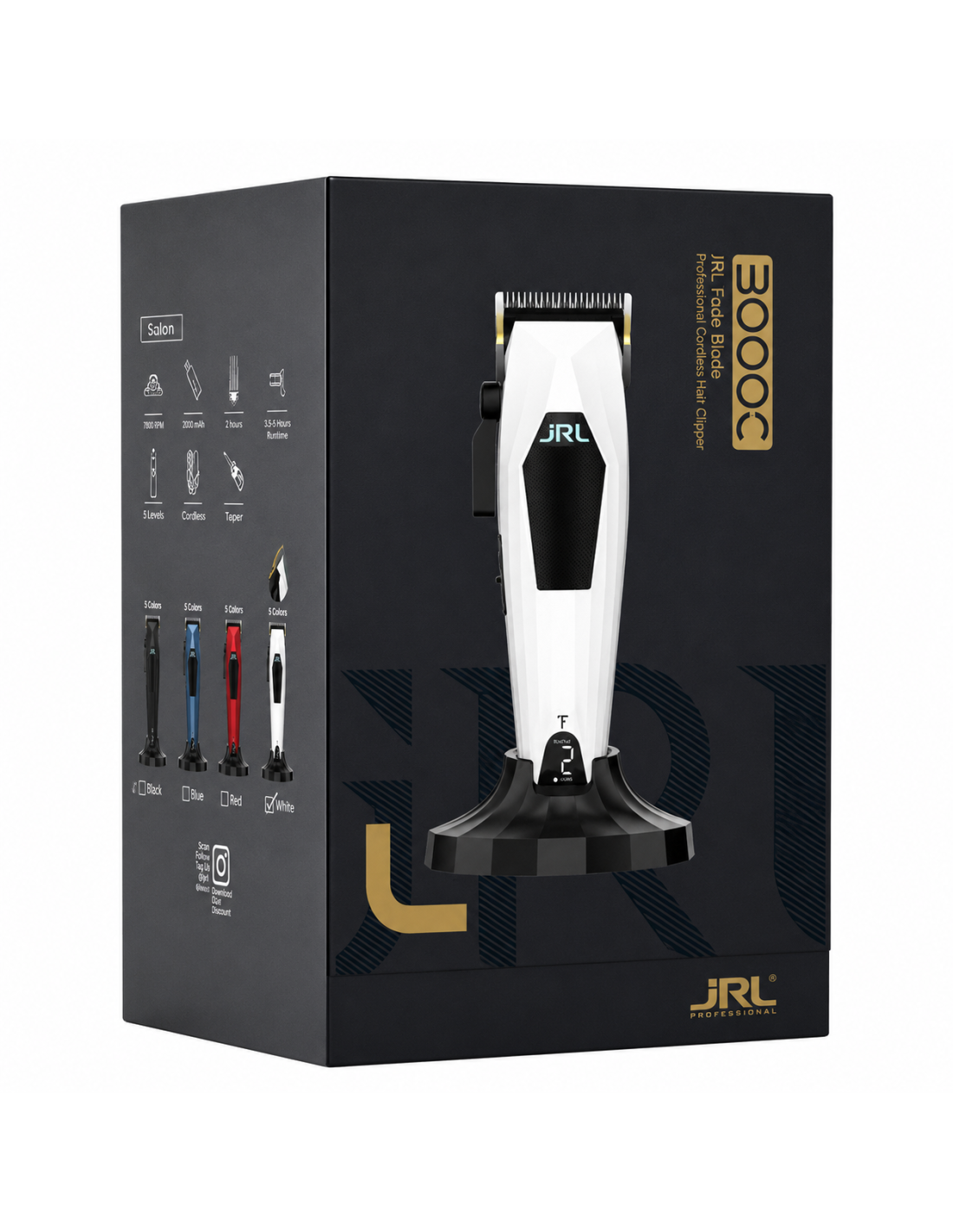 MÁQUINA CLIPPER 3000C TAPER BLANCA JRL, Inalámbrica para Barberos, máquina de cortar cabello, hair clipper, clipper profesional,cortadora