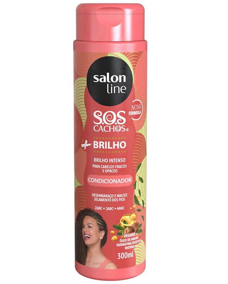 SALON LINE S.O.S AMACIADOR +BRILHO PARA CABELO CACHEADO 300ml.