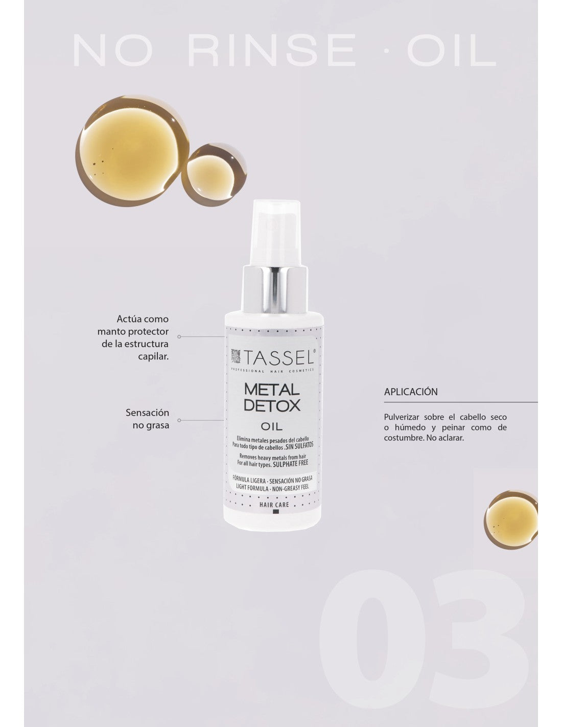 Tassel Aceite Metal Detox 100 ml – Tratamiento Capilar Profesional