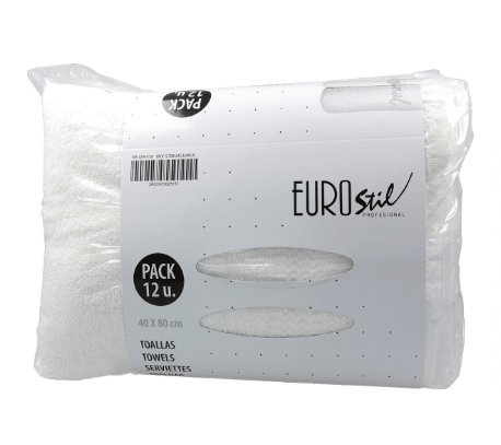 EUROSTIL TOALLA 100% ALGODÓN BLANCA 40 X 80 CM 12 UNIDADES