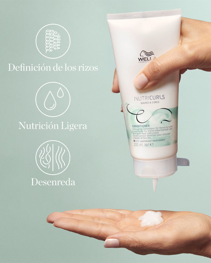 Wella Nutricurls Waves & Curls Conditioner | Acondicionador Definidor de Pelo Ondulado y Rizado 200m