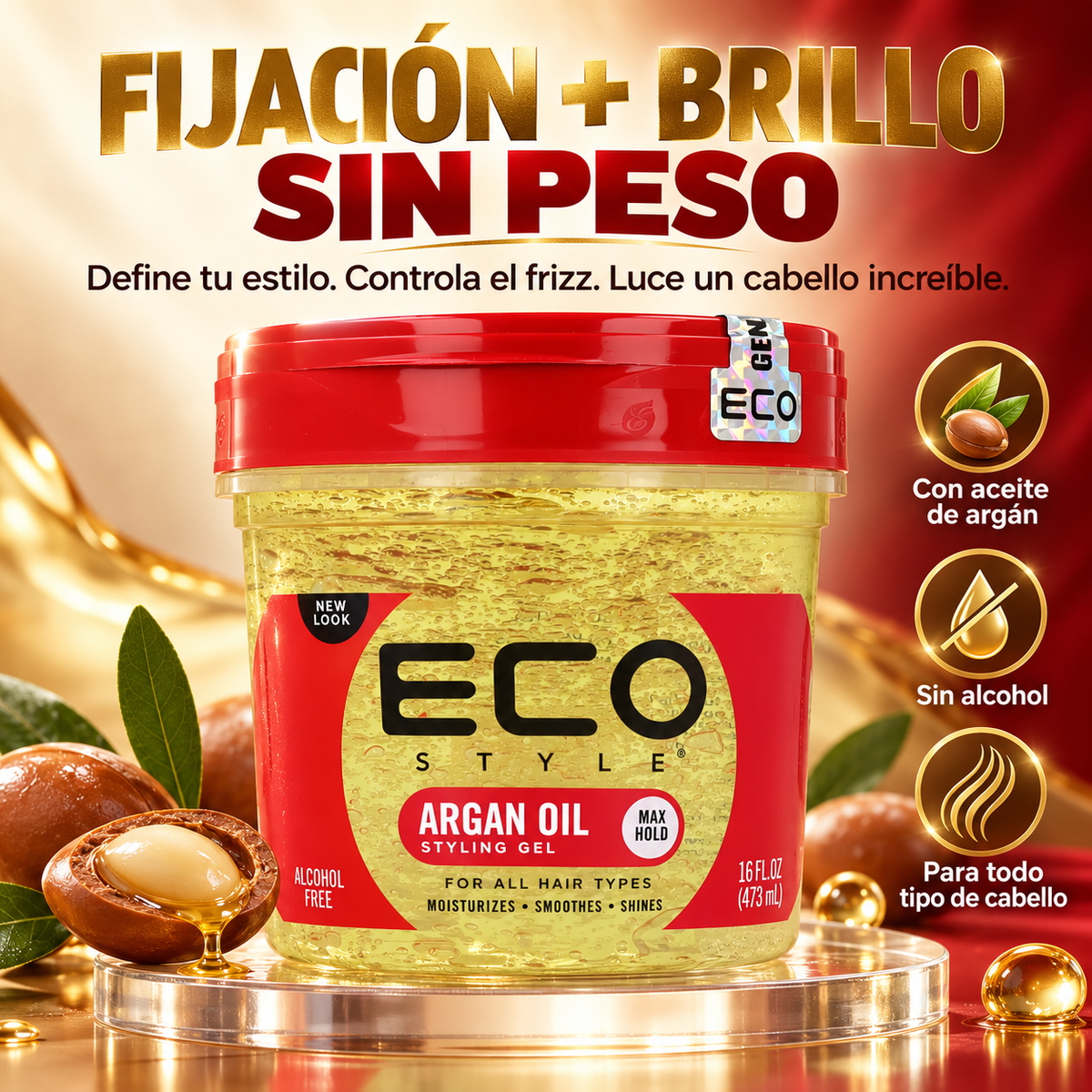 Eco Style – Gel fijador para cabello con argán 473 ml