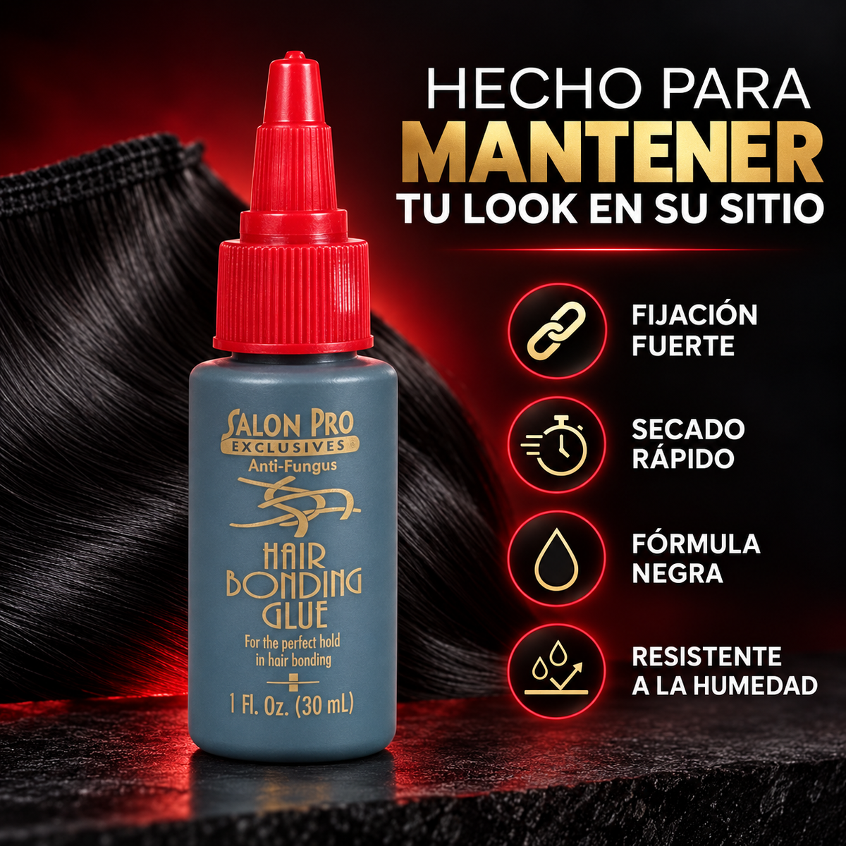 Salon Pro – Pegamento para extensiones de cabello de fijación fuerte 30 ml