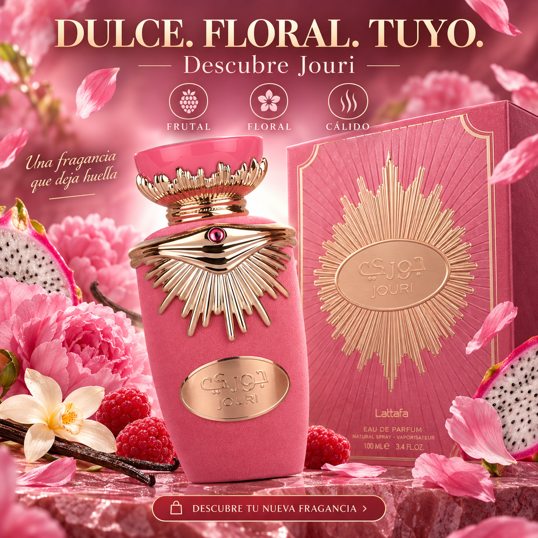 Lattafa Jouri – Perfume floral dulce para mujer 100 ml