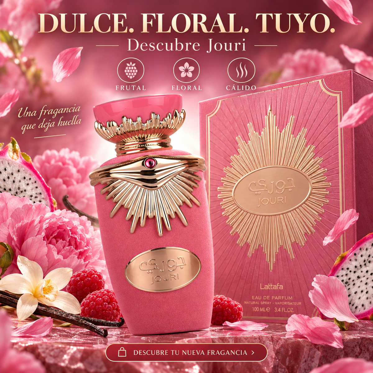 Lattafa Jouri – Perfume floral dulce para mujer 100 ml