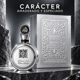 Lattafa Fakhar Platin perfume masculino amaderado y especiado