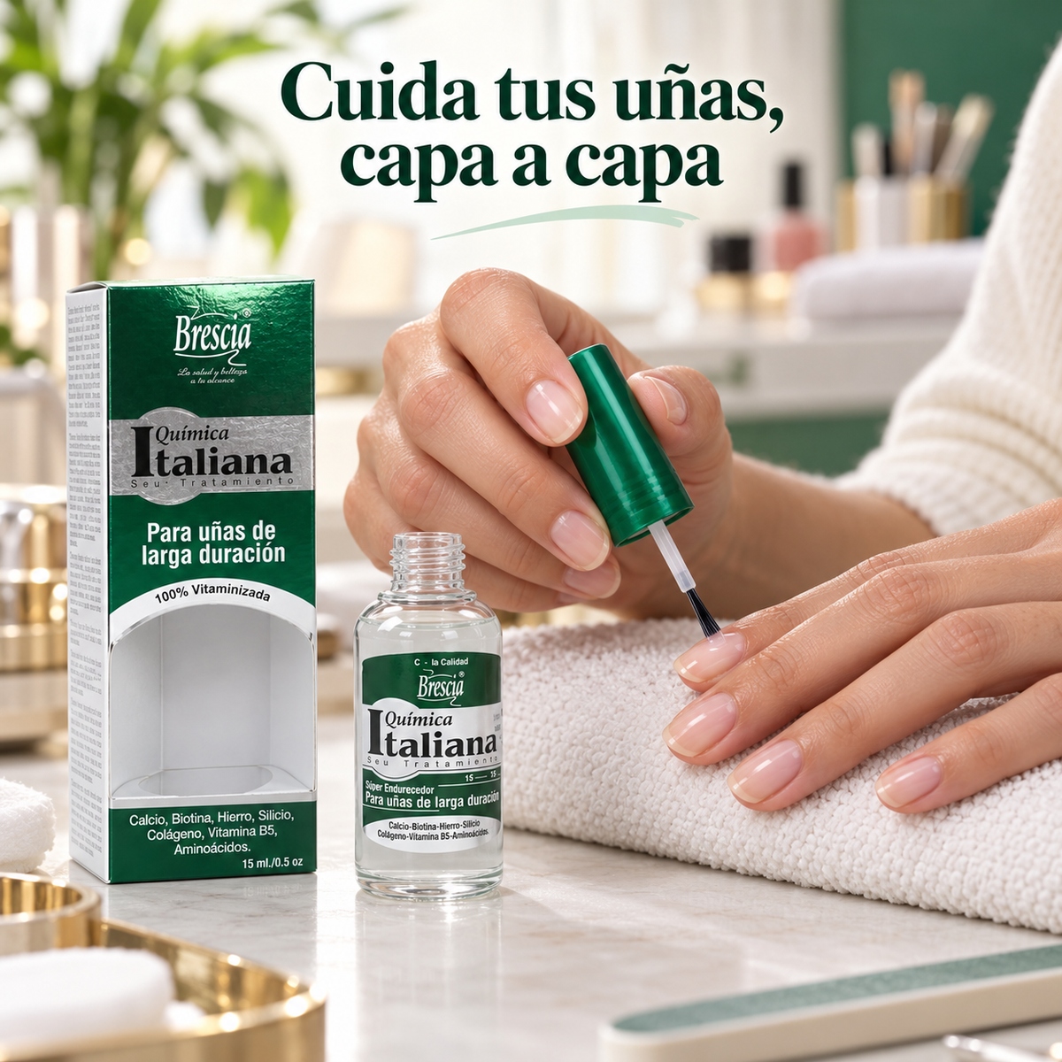 Brescia Química Italiana – Endurecedor de uñas sin formaldehído 15 ml