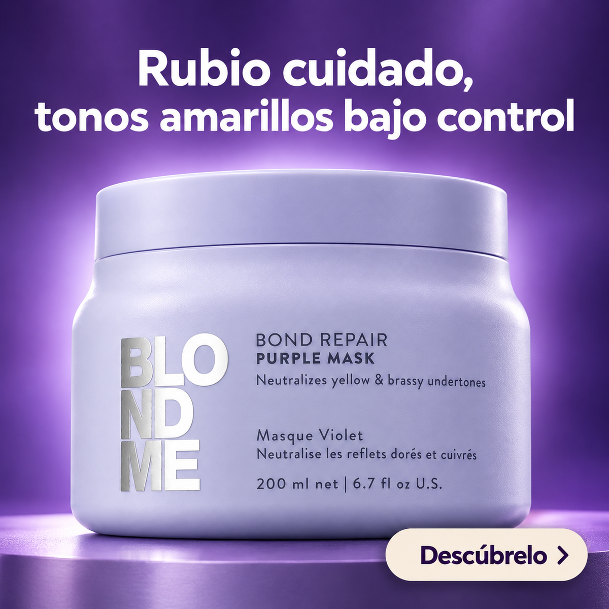 Schwarzkopf Professional – Mascarilla matizadora para cabello rubio BLONDME Bond Repair 200 ml