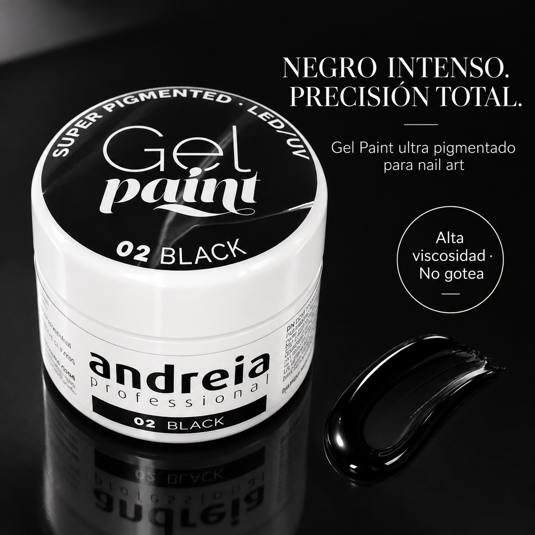 Andreia Professional – Gel Paint para Nail Art Negro 02 4ml