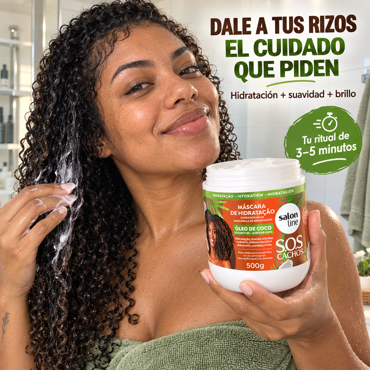 Salon Line – Mascarilla Hidratante para Cabello Rizado con Coco 500 g