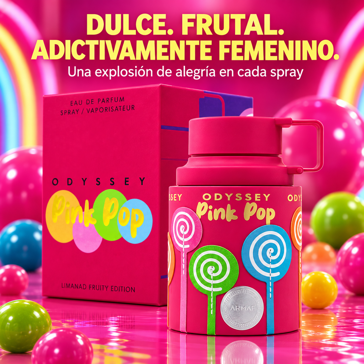 Armaf – Perfume Floral Frutal Dulce Odyssey Pink Pop para Mujer 100 ml