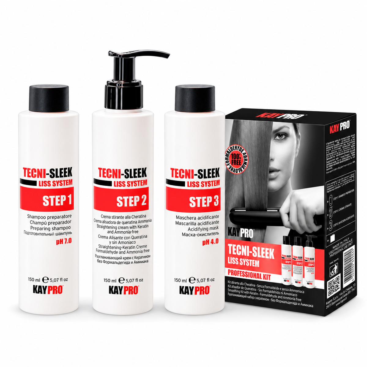 KayPro – Kit alisado brasileño Tecni-Sleek antiencrespamiento 3 × 150 ml