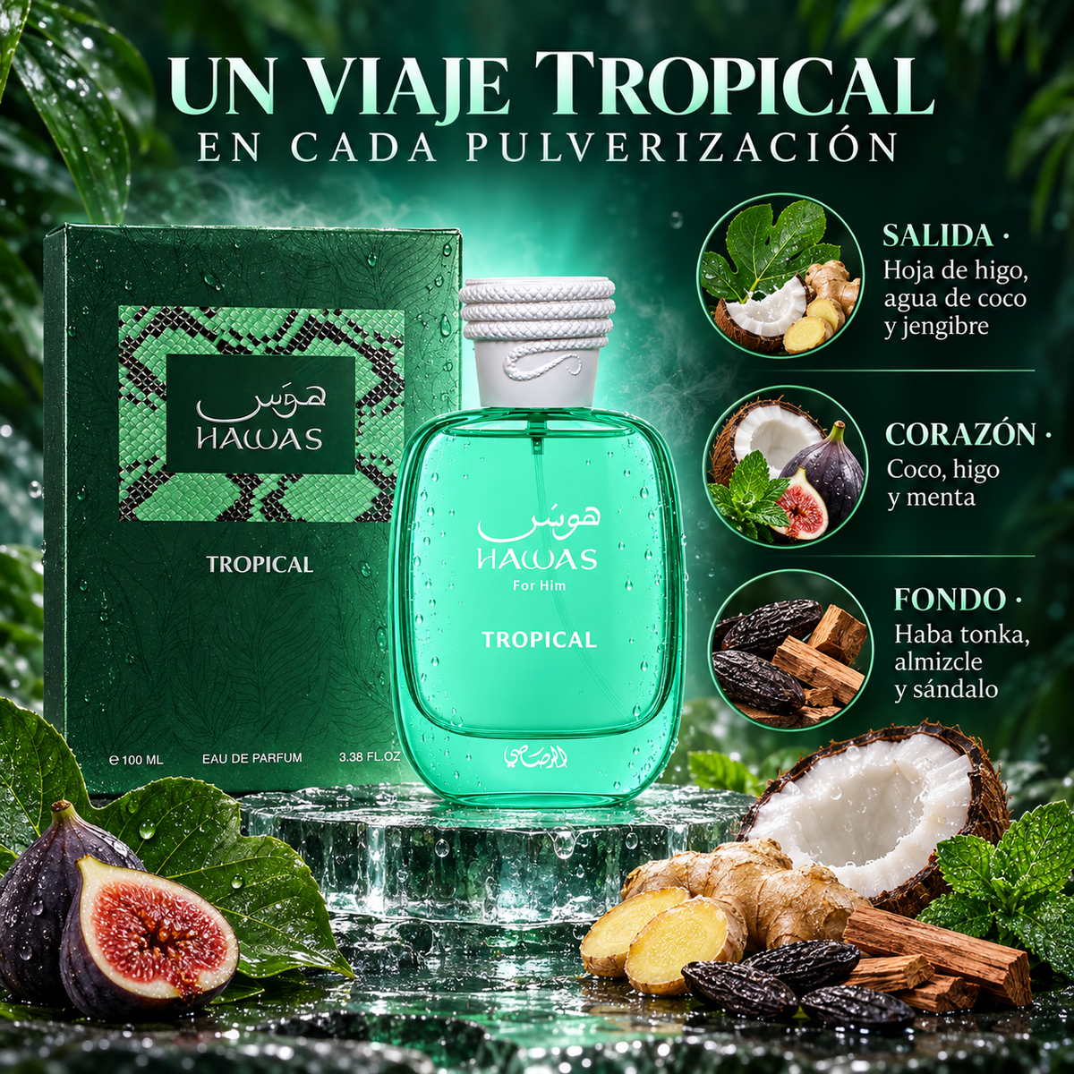 Rasasi – Perfume Fresco para Hombre Hawas Tropical EDP 100 ml