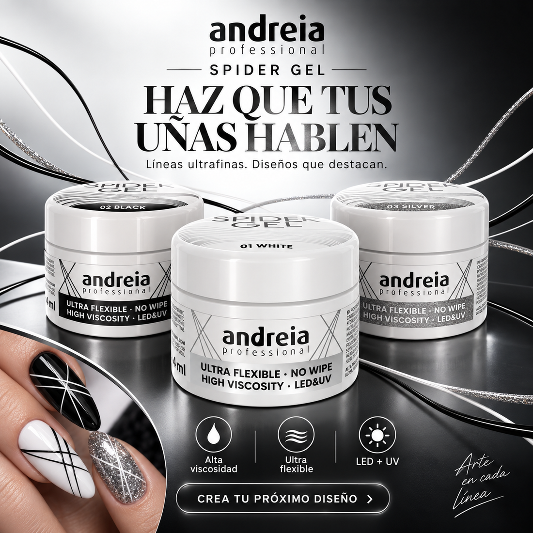 Andreia Professional – Gel para Nail Art Spider Gel de Alta Viscosidad 4 ml