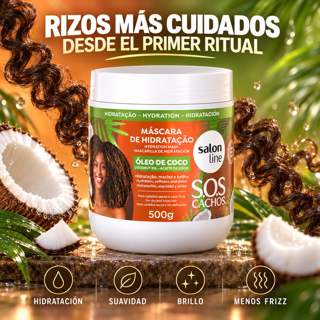 Salon Line – Mascarilla Hidratante para Cabello Rizado con Coco 500 g