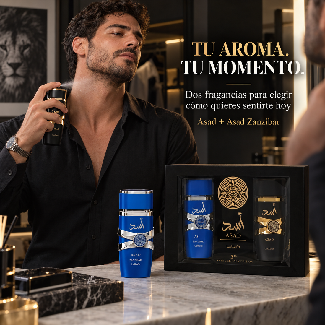 Lattafa – Estuche de Perfumes para Hombre Asad + Asad Zanzibar 2 x 100 ml