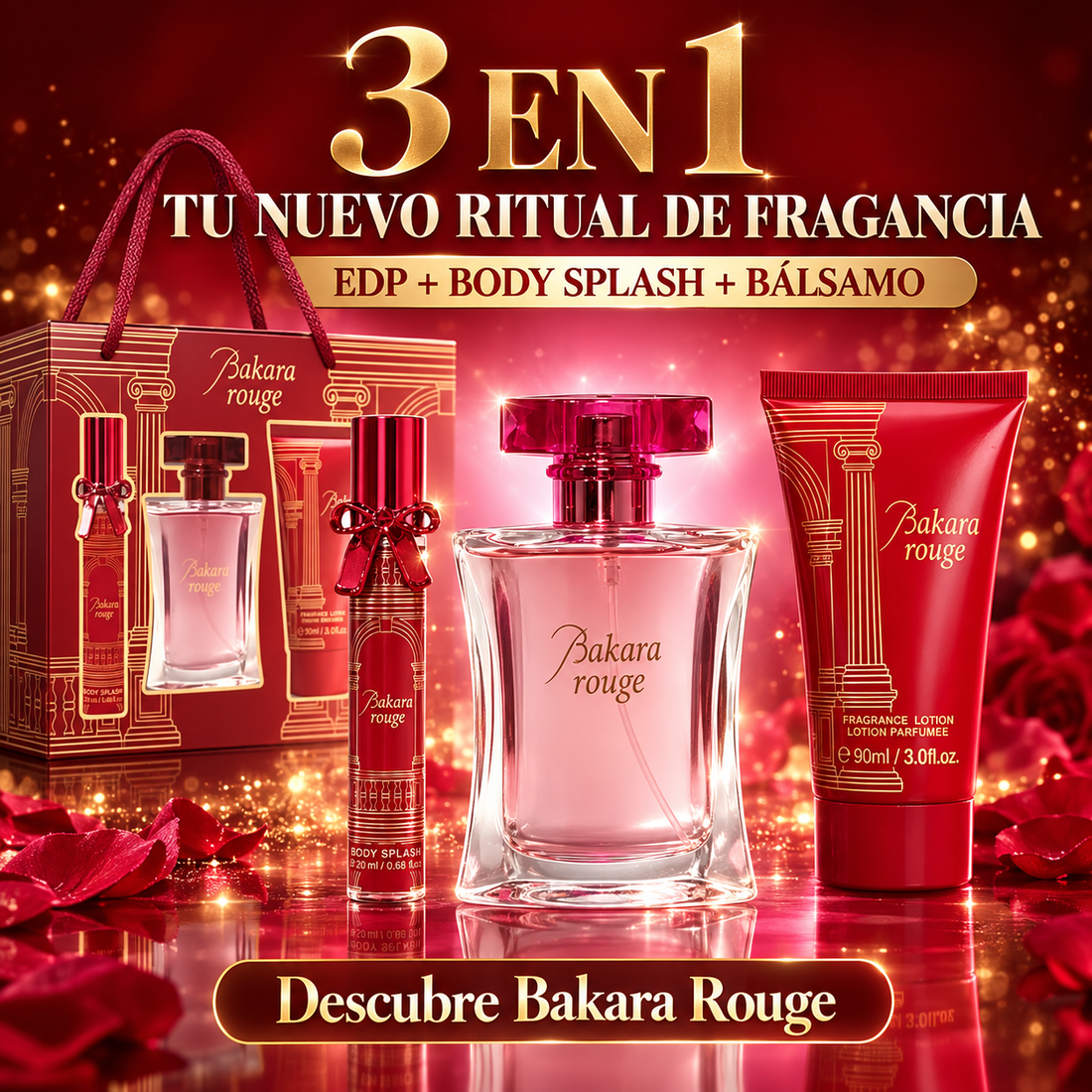 Bakara – Set de fragancia para mujer Bakara Rouge 3 piezas
