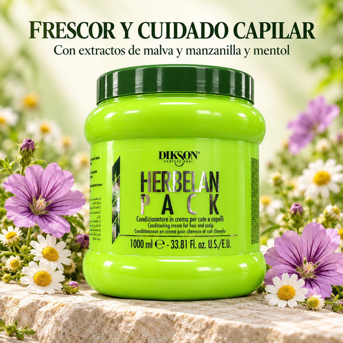 Dikson – Acondicionador refrescante Herbelan Pack para cabello y cuero cabelludo 1000 ml