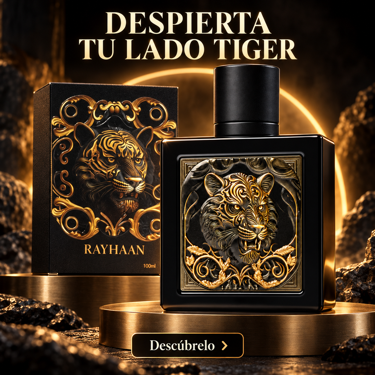 Rayhaan Tiger – Perfume amaderado especiado para hombre EDP 100 ml
