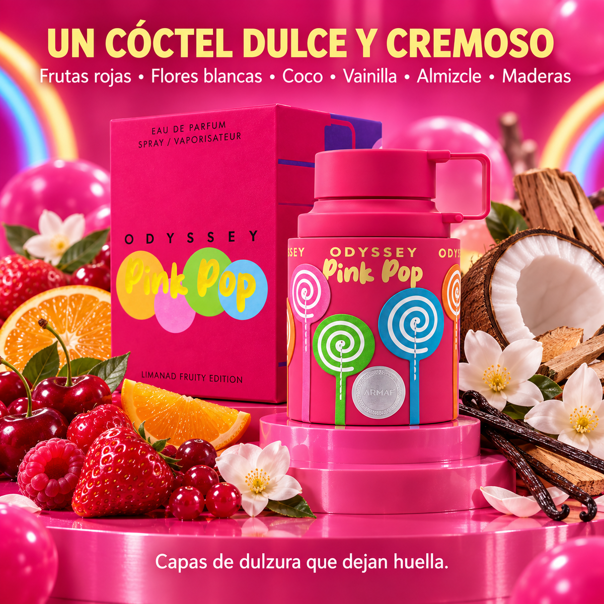 Armaf – Perfume Floral Frutal Dulce Odyssey Pink Pop para Mujer 100 ml