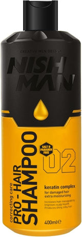 Nishman Hair Shampoo - Reparación Y Cuidado Del Cabello Sano Y Dañado - Cuidado Capilar De Lujo Para Todo Tipo De Cabello (400ML, Keratin Complex).