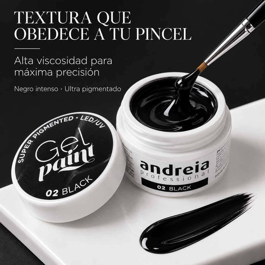 Andreia Professional – Gel Paint para Nail Art Negro 02 4ml