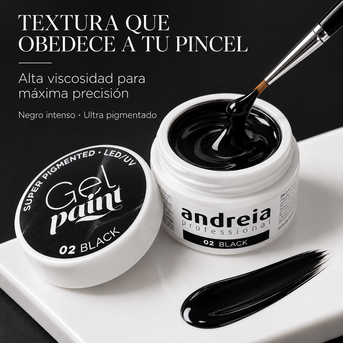 Andreia Professional – Gel Paint para Nail Art Negro 02 4ml