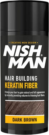 NISHMAN Hair Building Keratin Fiber - Marrón Oscuro 21g - Efecto Voluminoso Instantáneo para Cabello Fino - Potentes Fibras de Queratina para un Cabello de Apariencia Más Densa