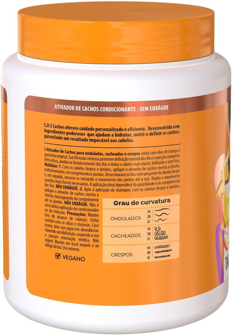 Salon Line - Activador de Rizos SOS Cachos - Definición y Nutrición con Aceite de Mango -1000 gr