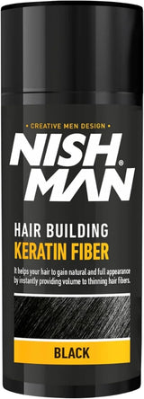NISHMAN Hair Building Keratin Fiber - Negro 21g - Efecto Voluminoso Instantáneo para Cabello Fino - Potentes Fibras de Queratina para un Cabello de Apariencia Más Densa