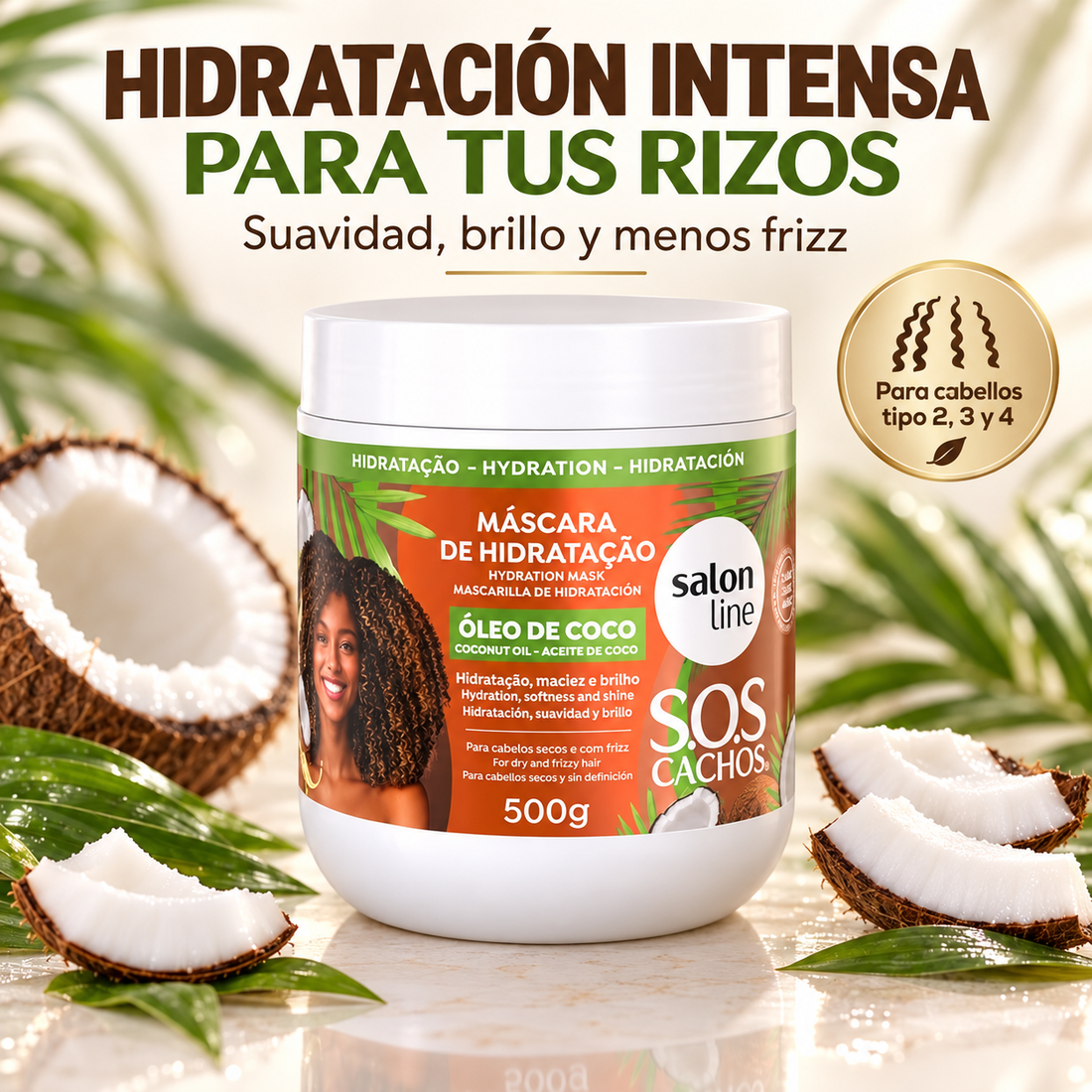 Salon Line – Mascarilla Hidratante para Cabello Rizado con Coco 500 g