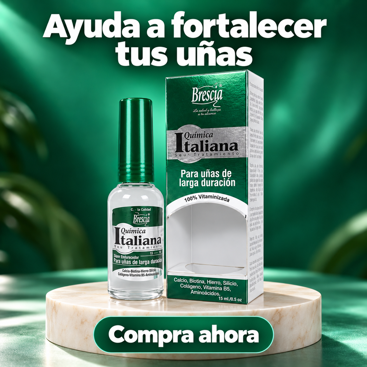 Brescia Química Italiana – Endurecedor de uñas sin formaldehído 15 ml